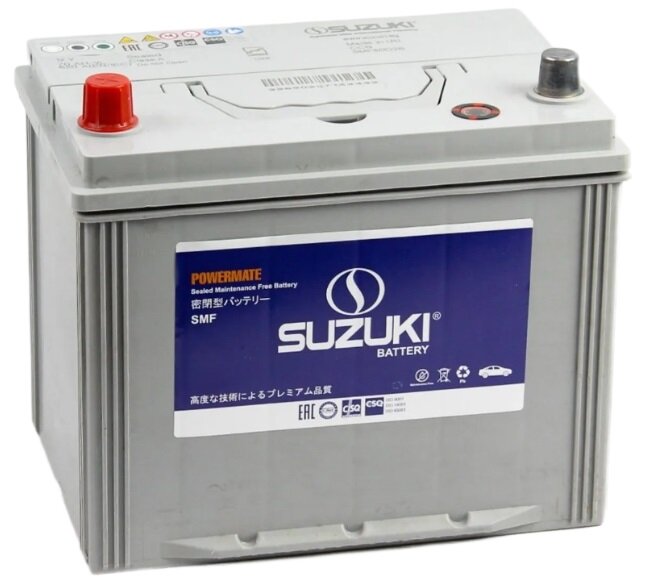 Аккумулятор автомобильный Suzuki 70 А/ч 620 А прям. пол. 80D26R Азия авто (261x175x220) с бортиком