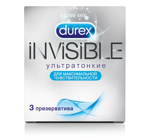 Ультратонкие презервативы Durex Invisible - 3 шт. (79733)