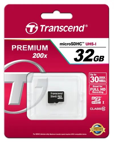 Флеш карта microSD 32GB Transcend microSDHC Class 10