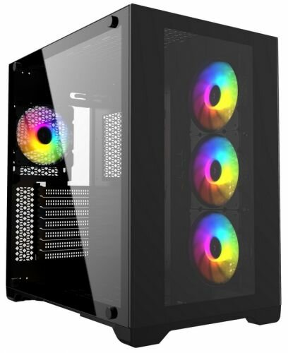 Корпус ATX Powercase CVBA-L4 чёрный, без БП, закаленное стекло, 4*120mm 5-color fan