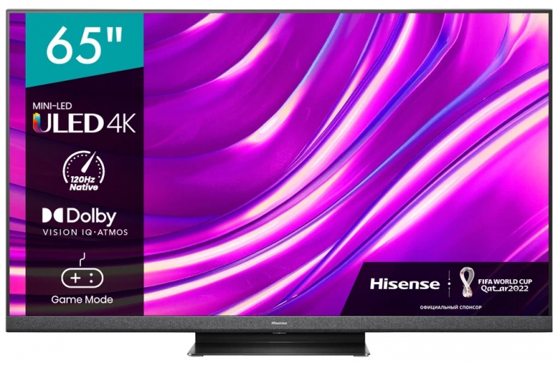 Телевизор Hisense 65U8HQ Mini-LED, Quantum Dot, HDR, темно-серый