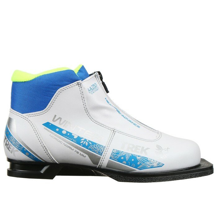 Ботинки лыжные женские TREK Winter Comfort 3, NN75, искусственная кожа, цвет белый/синий/лайм-неон, лого серебристый, размер 37