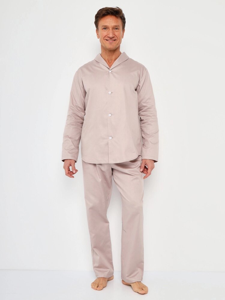 Пижама мужская из хлопка "Шон", бежевый цвет, размер 52 - фотография № 1