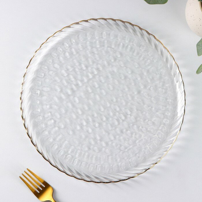 фото Magistro Блюдо стеклянное сервировочное «Кринкл», d=26,5 см, цвет прозрачный