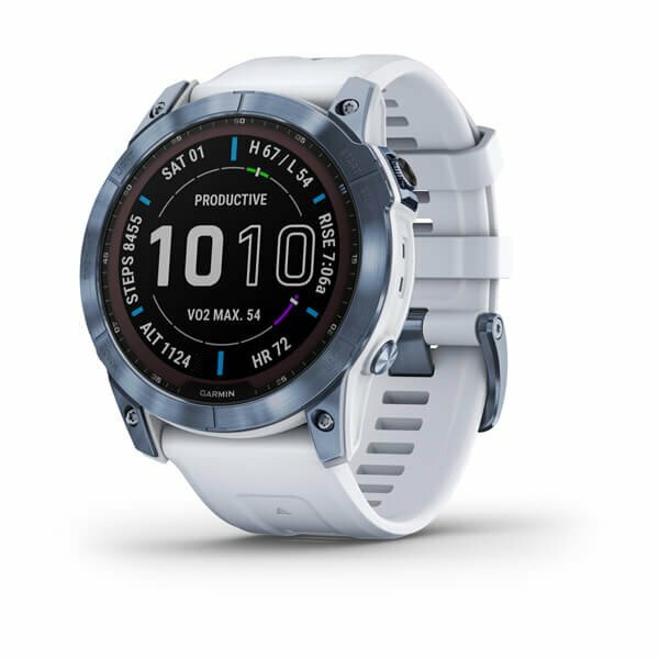 Умные часы Garmin Fenix 7X Sapphire Solar GPS, белый/синий