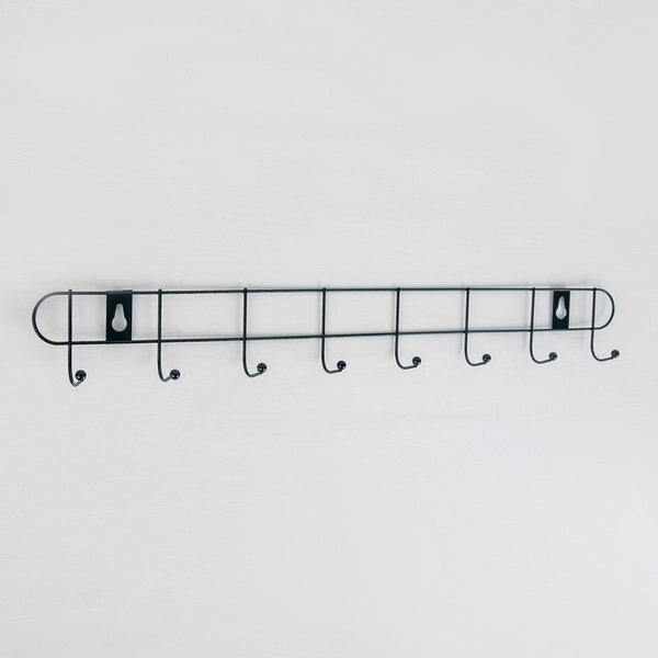 Вешалка настенная на 8 крючков "Лайт", 43x5x3 см, цвет чёрный - фотография № 1
