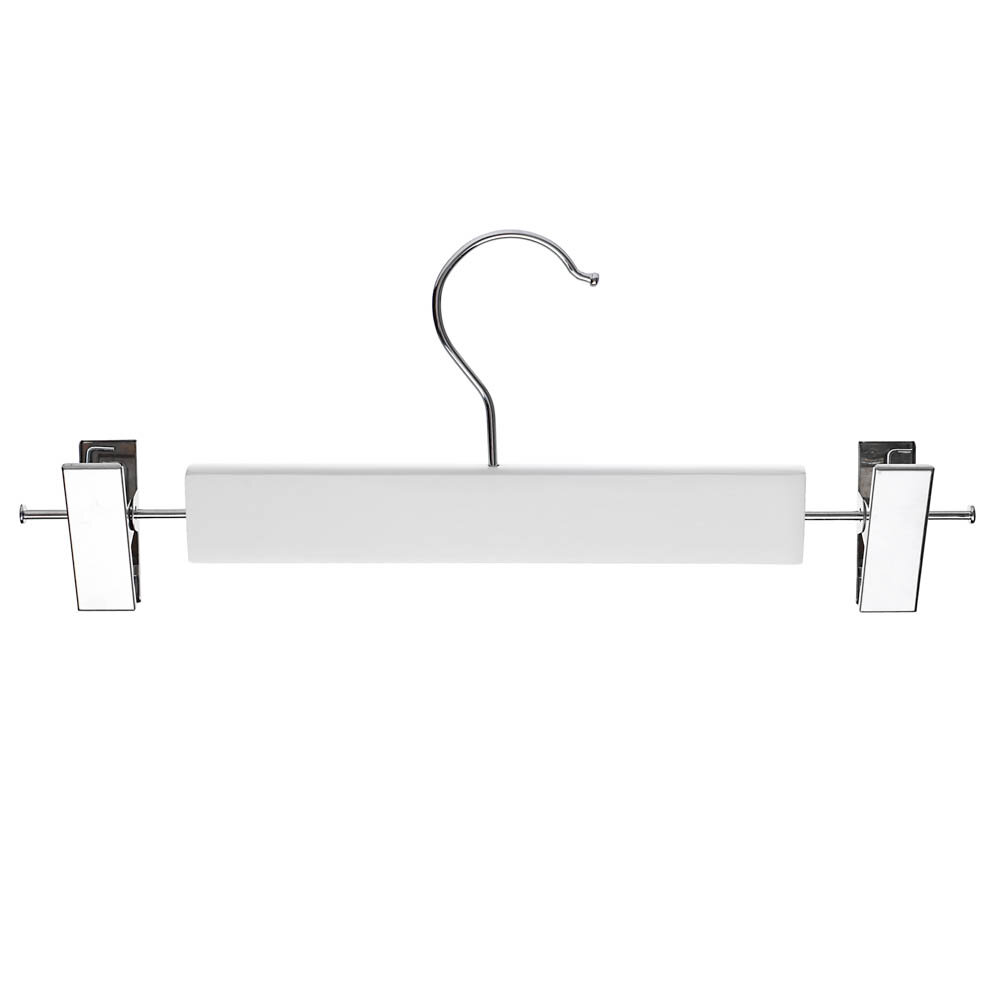 фото VETTA Вешалка деревянная для юбок и брюк, с клипсами, 28см, белая, хром, 5 штук