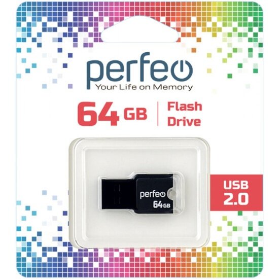 USB флешка PERFEO 64Gb M01 black USB 2.0