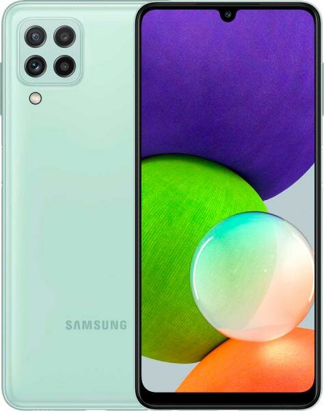 Смартфон Samsung SM-A225F Galaxy A22 64Gb 4Gb мятный моноблок 3G 4G 6.4 720x1600 Android 11 48Mpix 802.11 b/g/n/ac NFC GPS GSM900/1800 GSM1900 TouchSc