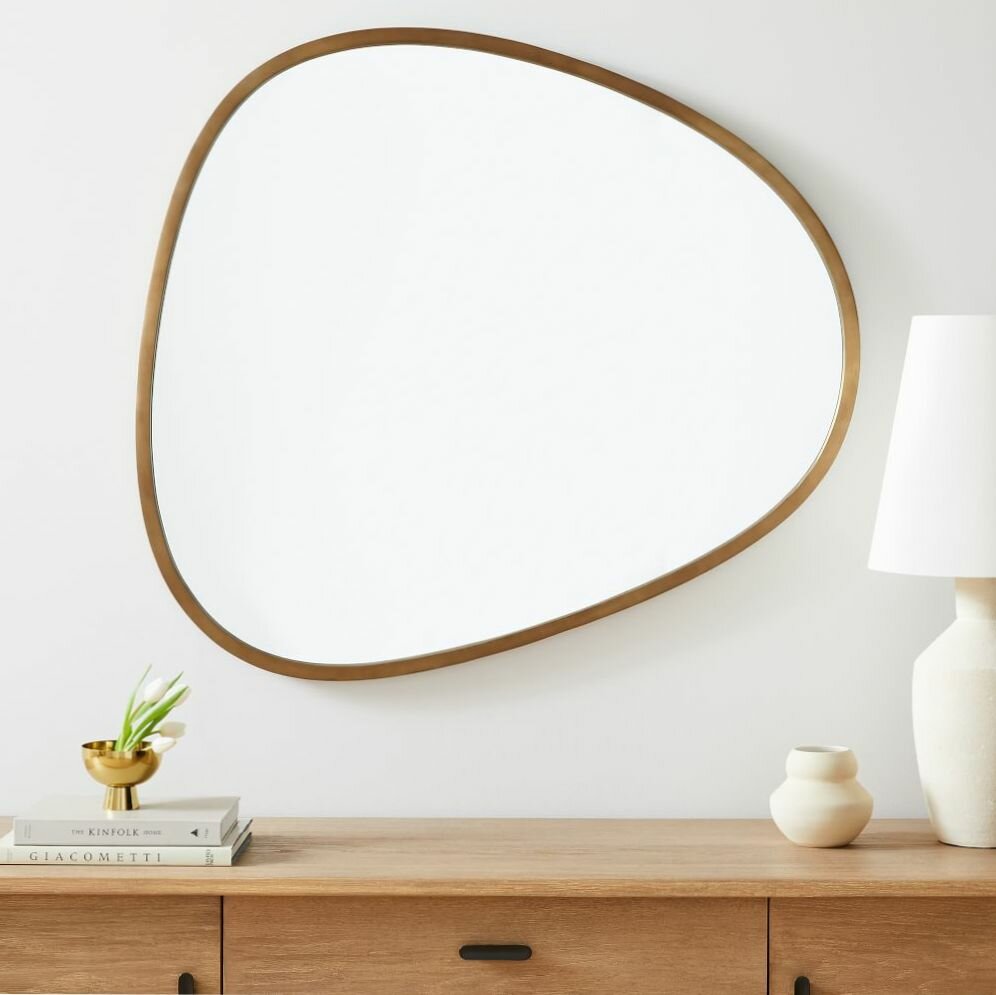 Асимметричное дизайнерское настенное зеркало 99х55 см - фотография № 2