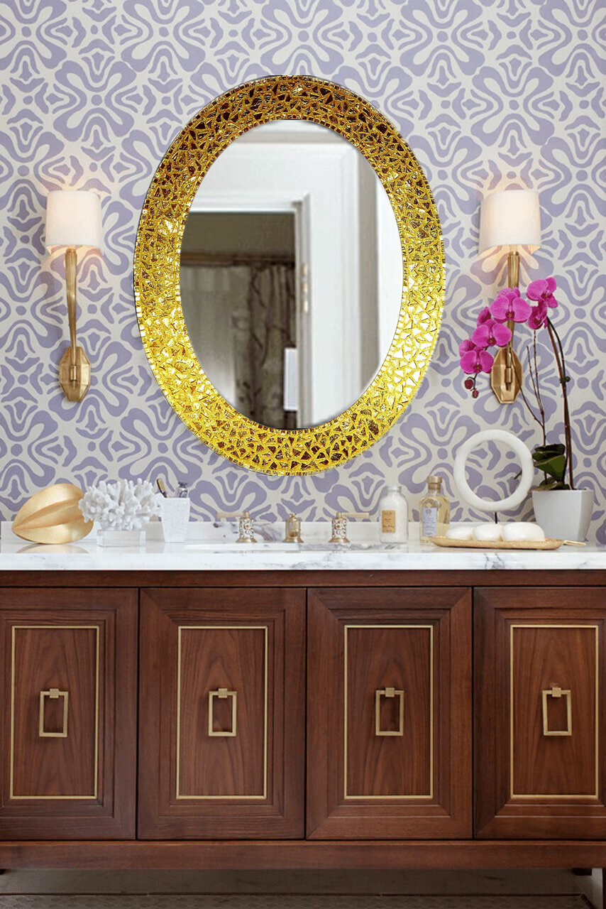 Зеркало овальное в раме из золотой мозаики "Ellisse Оro/Венеция" - фотография № 2