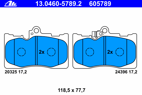 Комплект тормозных колодок для LEXUS GS (GRS19_, UZS19_, URS19_) 450h (GRS196_, GRS191_, GWS191_) ATE 13046057892