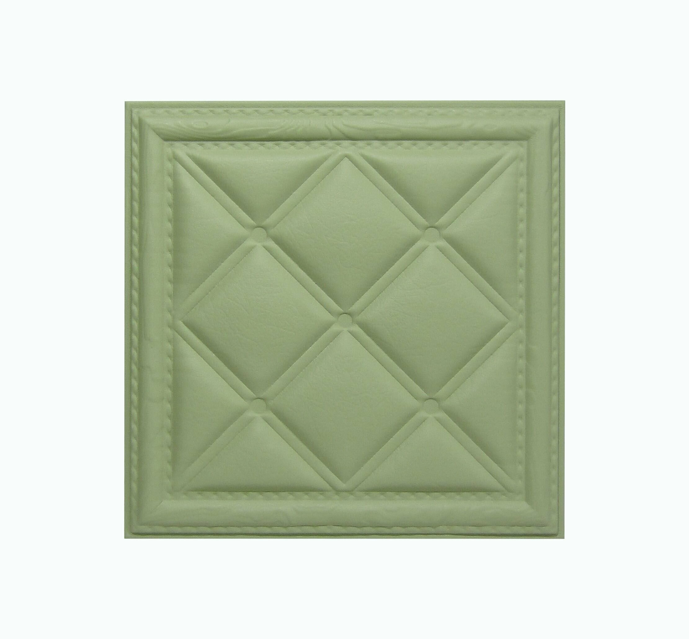 фото Панель стеновая из экокожи Olive Classic оливковый зеленый 40 * 40см 1шт мягкая 3D панель декор для стен и в изголовье кровати