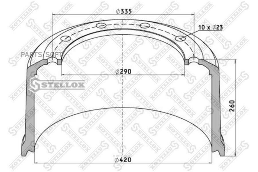 STELLOX 8500049SX 85-00049-SX_торм. барабан !420.2x200/215 H=260 d=290/335 n10x23 \BPW HZ/S 12010