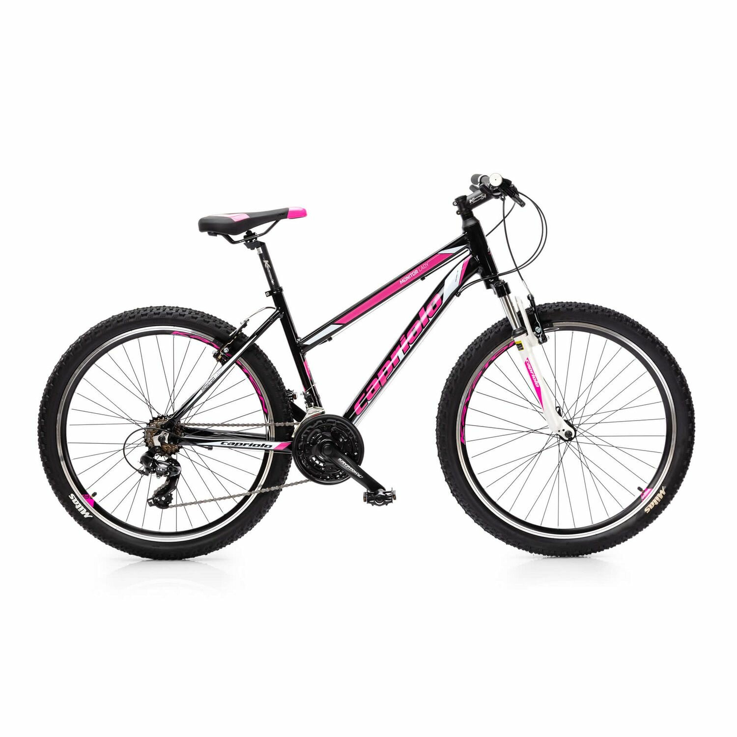 Велосипед CAPRIOLO MONITOR LADY 26' (2023) (Велосипед CAPRIOLO MTB MONITOR LADY, рама алюминий 17', колёса 26' (чёрный-розовый), 919449-17)