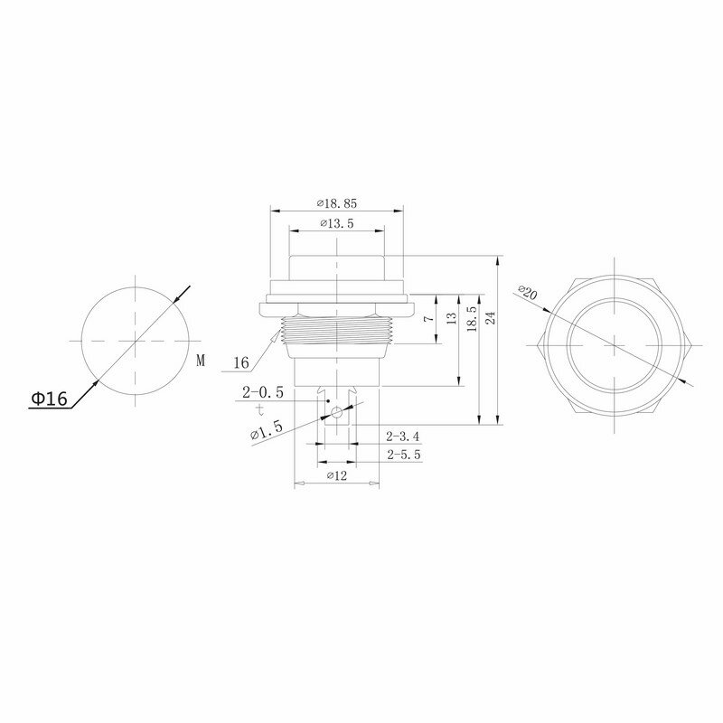 Выключатель-кнопка Rexant OFF-(ON) Ø 16.2, металл, синяя (250В 2А (2с)) (RWD-306) {36-3352} - фотография № 2