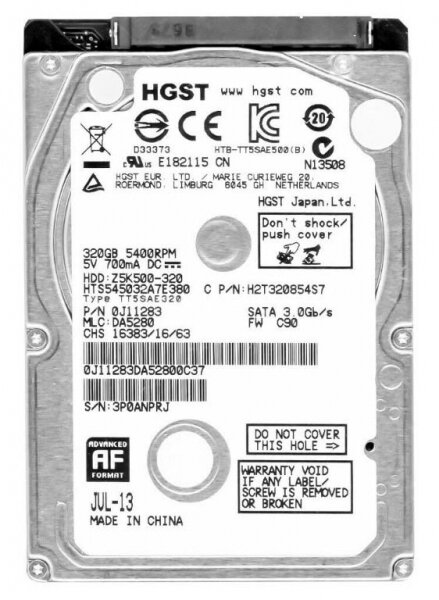 Жесткий диск Hitachi 0J11283 320Gb 5400 SATAII 25" HDD