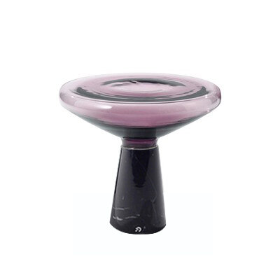 Кофейный столик в стиле Blow Side Table by Draenert низкий (фиолетовое стекло + черный мрамор) - фотография № 1