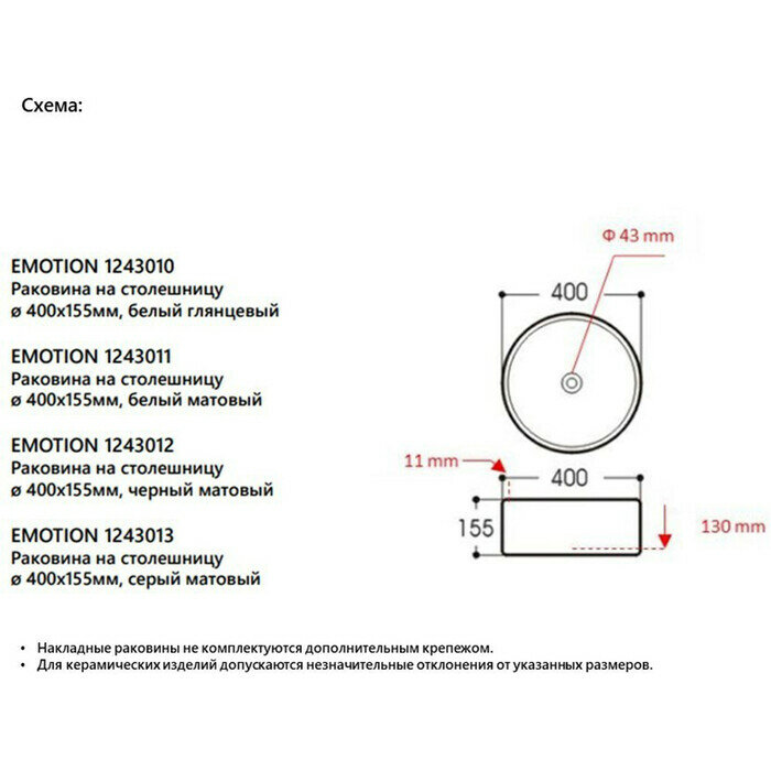 Раковина-чаша Avimano Emotion 40х40 черная матовая (1243012) - фотография № 2