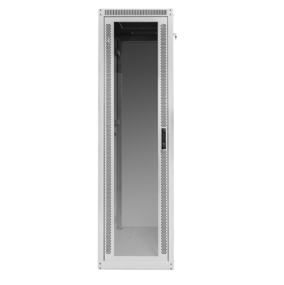Телекоммуникационный серверный шкаф 19 дюймов напольный 42U 600х600 cерый дверь стекло Alvm-b42.06g