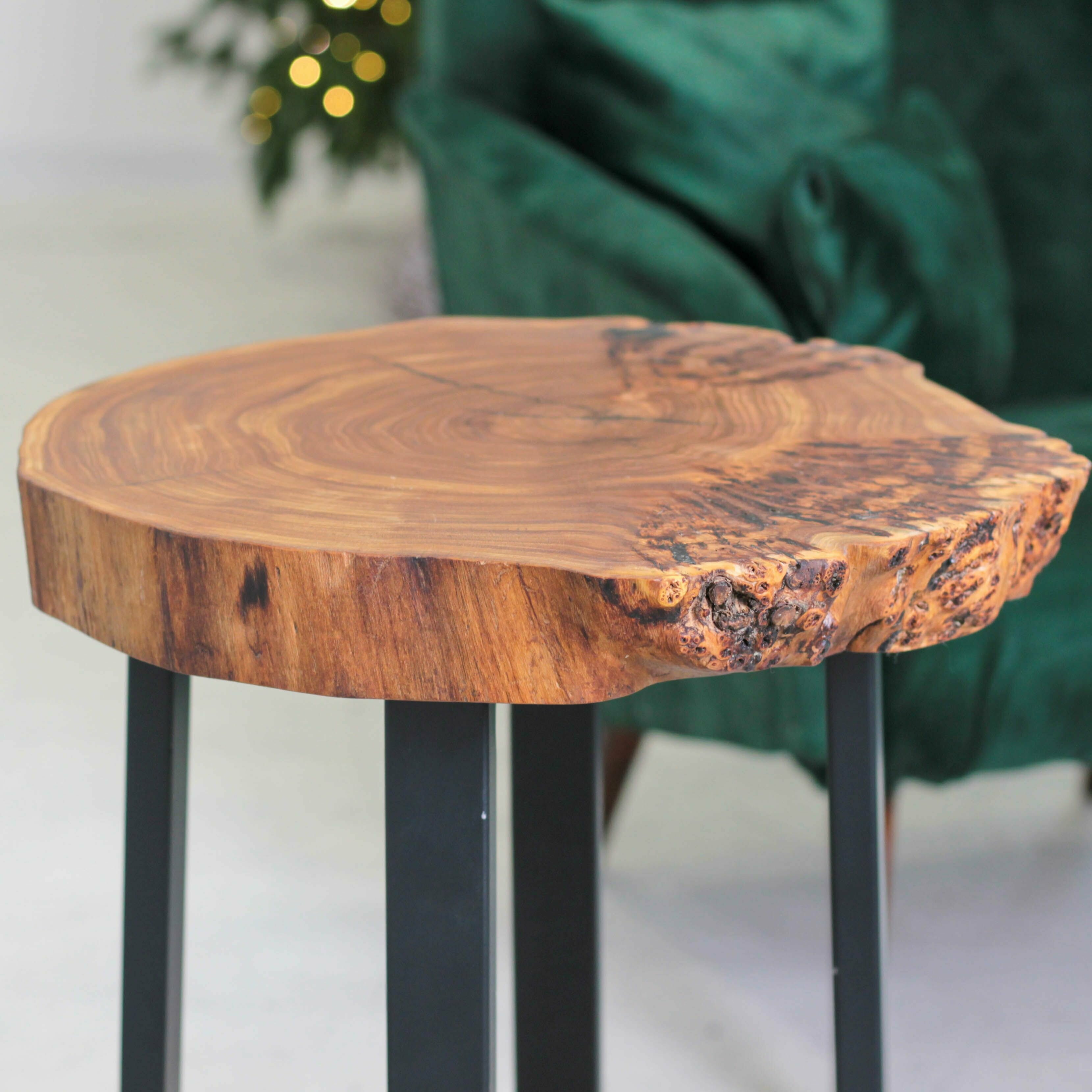 Кофейный Столик с Каповым Спилом Дерева. Модель Nature Premium. Диаметр 45 см, высота 60 см. Редкий Каповый Вяз (карагач) - фотография № 3