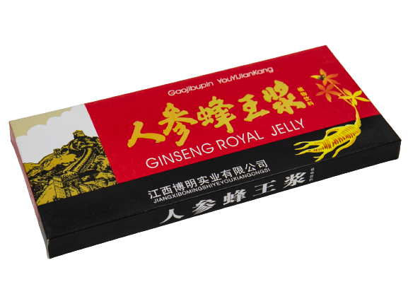 Китайский эликсир Gaojibupin Маточное молочко с женьшенем Ginseng Royal Jelly для поддержания и укрепления иммунитета 10 флаконов по 10 мл