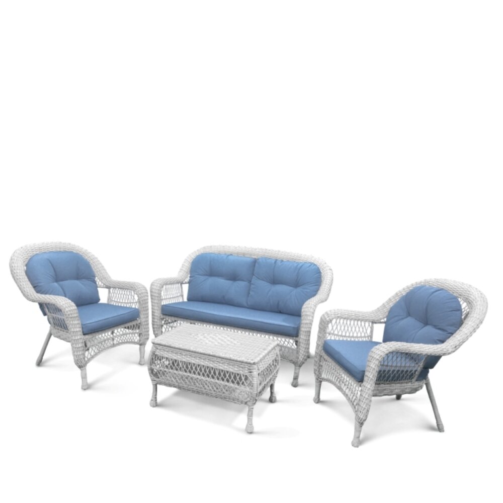 Комплект плетенной мебели Афина LV-520 White/Blue - фотография № 6