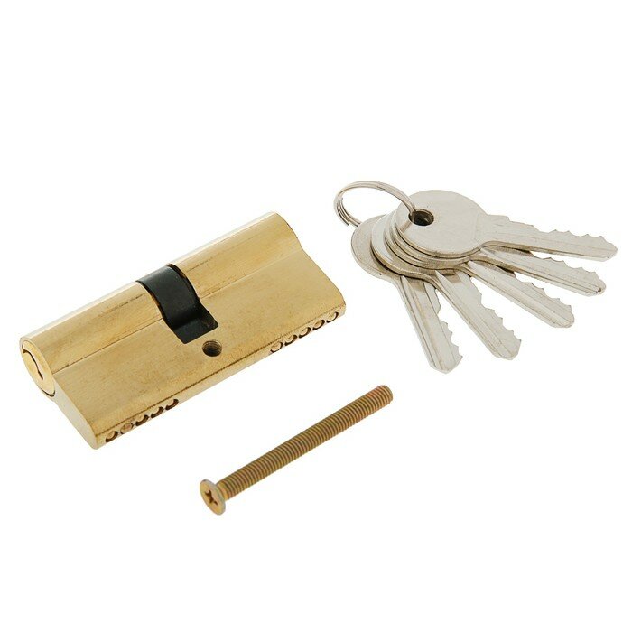 Цилиндровый механизм, 70 мм, английский ключ, 5 ключей, цвет золото - фотография № 1