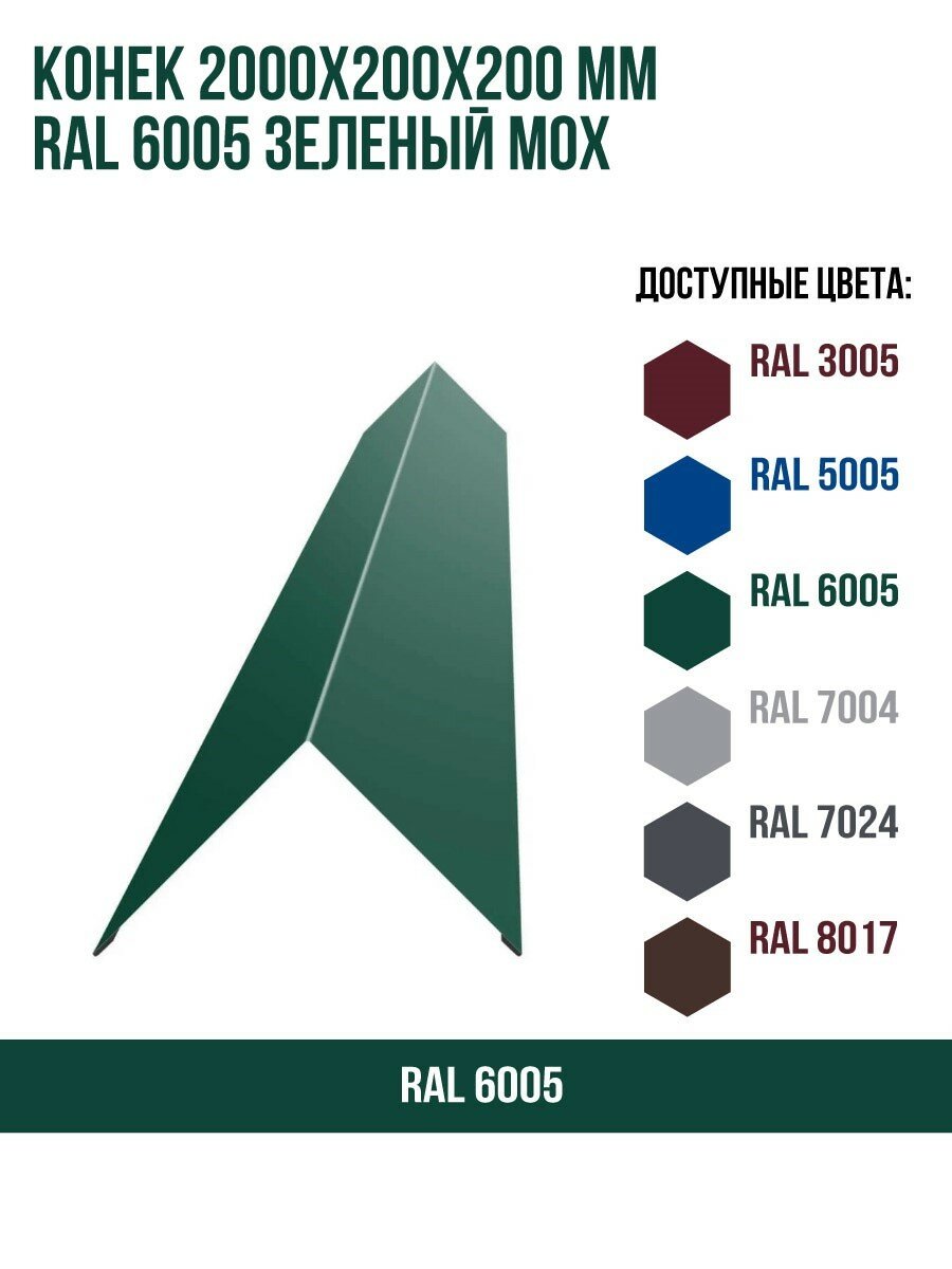 Конек 2000х200мм RAL 6005 Зеленый мох