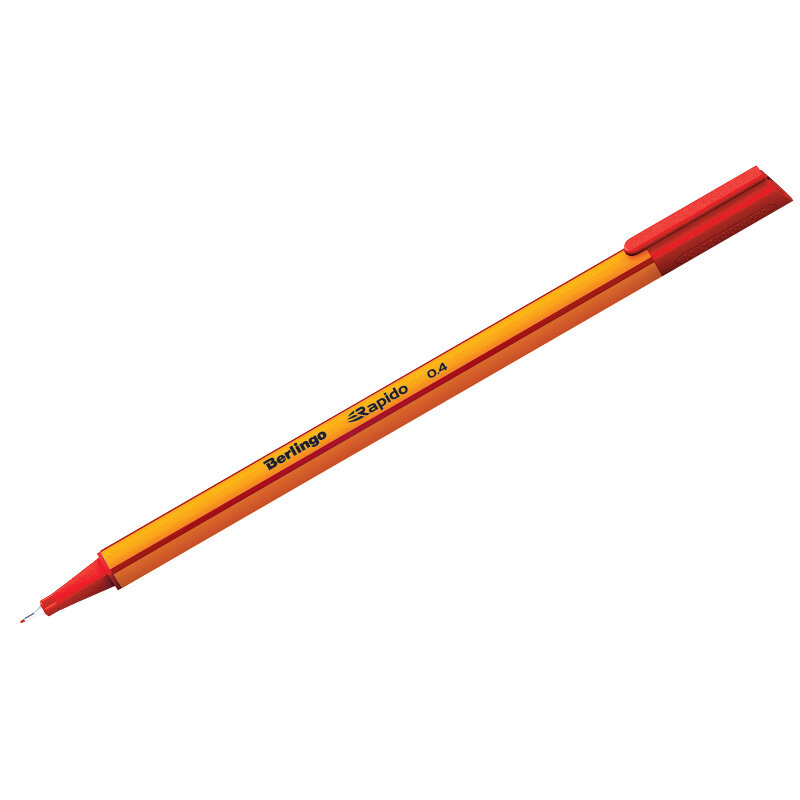 Ручка капиллярная Berlingo "Rapido" красная 04мм трехгранная - 12 шт.