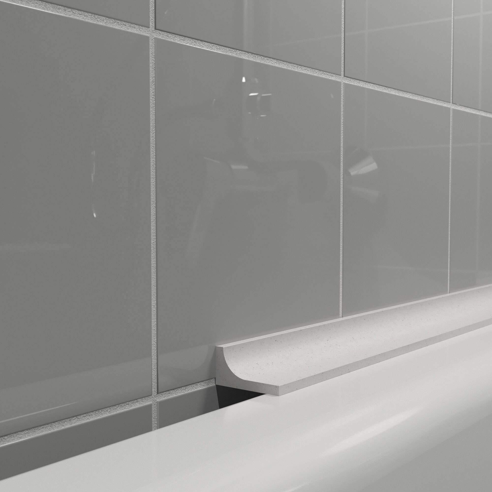 Акриловый плинтус бордюр для ванной BNV ГЛ24 90 сантиметров серый цвет глянцевая поверхность