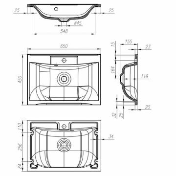 Раковина керамическая BelBagno BB650/450-LV-MR-PR 650х450х150 Полувстраиваемая/подвесная, цвет белый - фотография № 2