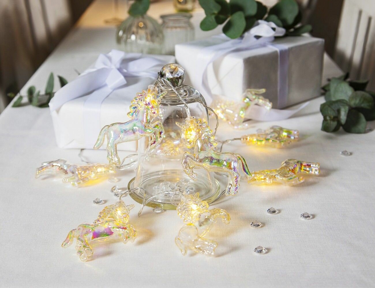 фото Светодиодная гирлянда, 10 тёплых белых LED-огней, 1.35+0.5 м, таймер, прозрачный провод, батарейки,, STAR trading