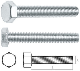 Болт М8х100 мм шестигр., цинк, кл.пр. 5.8, DIN 933 (5 кг) STARFIX (SMV1-15553-5)