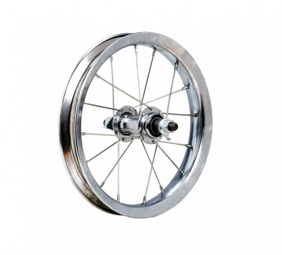 фото Колесо велосипедное переднее 16" стальной одностенный обод