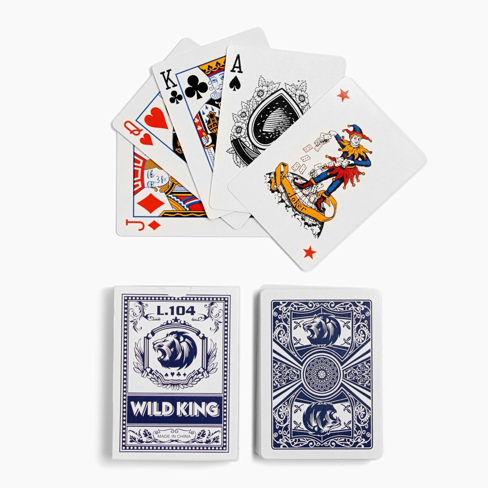 Карты игральные бумажные Wild King, 55 шт, 280 г/м2, синие, 6.3 х 8.8 см (1шт.)