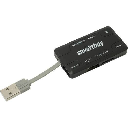 Концентратор USB 2.0+Картридер Smartbuy SBRH-750-K