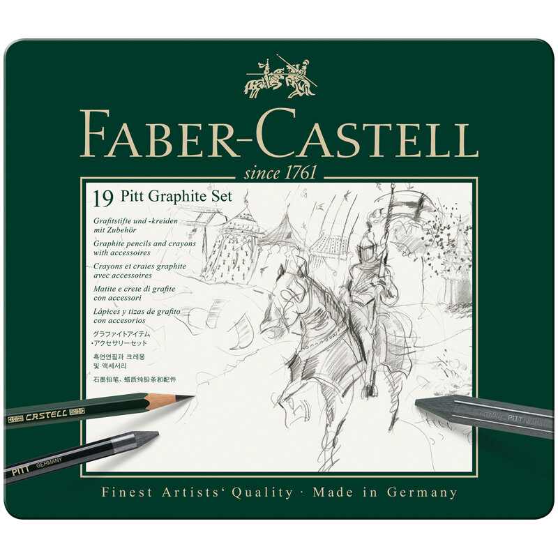Набор карандашей ч/г Faber-Castell "Pitt Graphite", 19 предметов, заточен, метал. кор, 1 шт