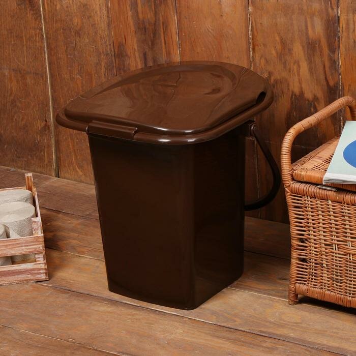 Ведро-туалет, h = 39 см, 17 л, съёмный стульчак, коричневое - фотография № 5