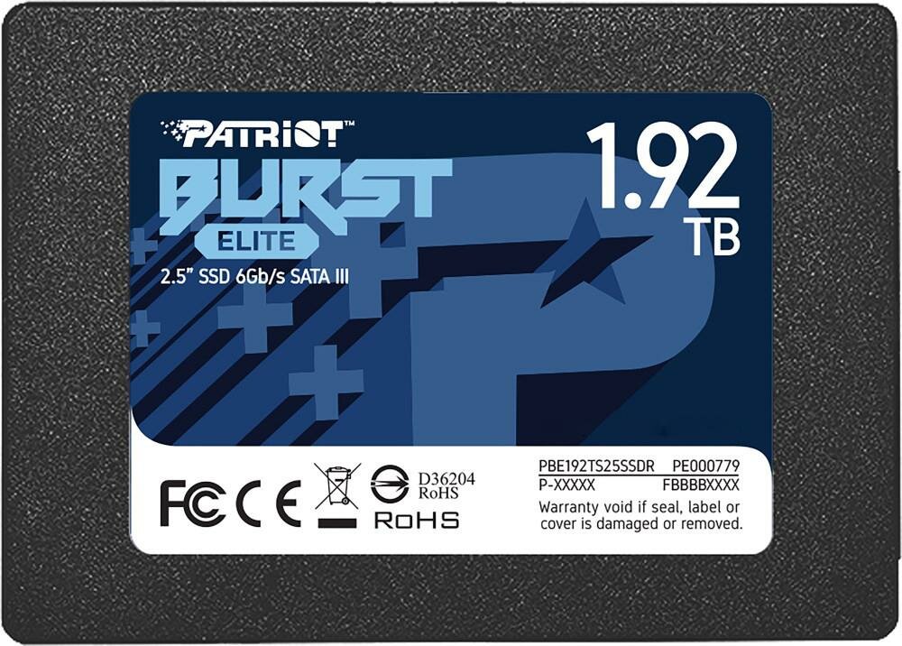 Твердотельный накопитель SSD 2.5" Patriot 1.92TB Burst Elite (SATA3, up to 450/320Mbs, 1600TBW, 7mm)