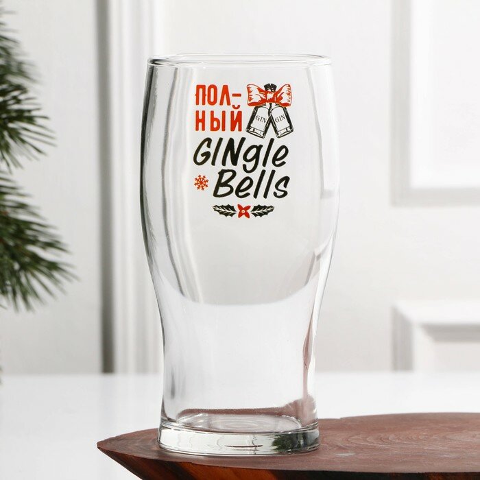 фото Пивной бокал «Полный джинглбелс», 500 мл, деколь
