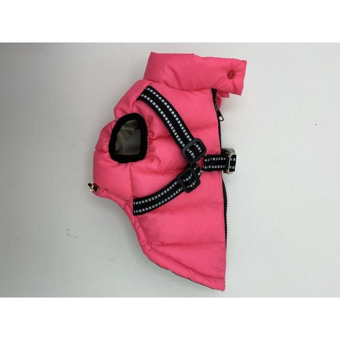 Куртка для собак со шлейкой, размер 24 (ДС 45 см, ОГ 70 см, ОШ 42 см), розовая - фотография № 2