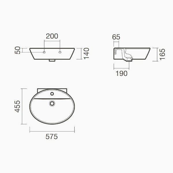 Раковина Sanitana SOFT S10015836200000 подвесная с отверстием под смеситель 57 см - фотография № 2