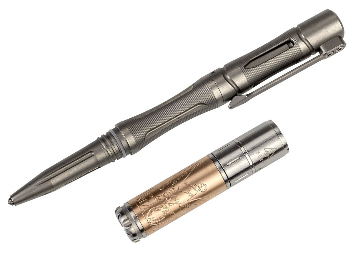 Ручка Fenix T5Ti Tactical Pen + фонарь F15 Flashlight Set, цвет Серый