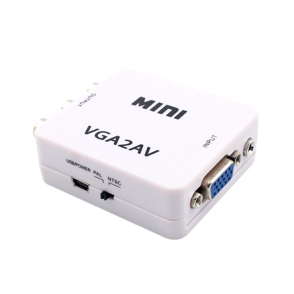 Мини преобразователь видеосигнала с VGA на AV(3RCA) (Белый)