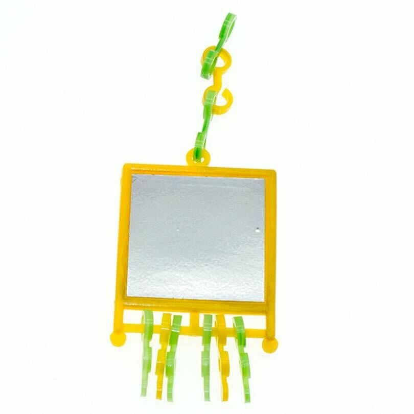 Игрушка для птиц, зеркало Забава, пластиковое в желтой рамочке, 5 см, 1 шт.