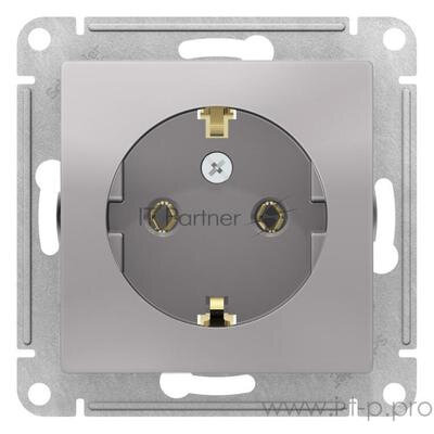 Механизм розетки 1-м СП Atlas Design с заземл. 16А алюм. SchE ATN000343 ATN000343