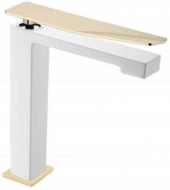 Смеситель для раковины Boheme Q 142-WG.2 высокий, белый/золото