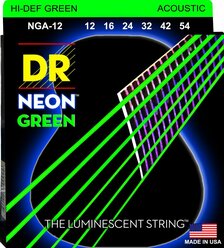 Струны для акустической гитары Dr Neon Hi-def Green Nga-12 - (12-16-24-32-42-54)