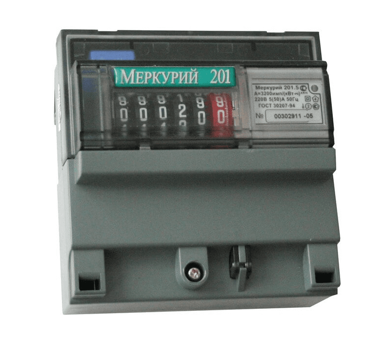 Счётчик электроэнергии меркурий 201.5 1-фазный 5-60А однотарифный на рейку